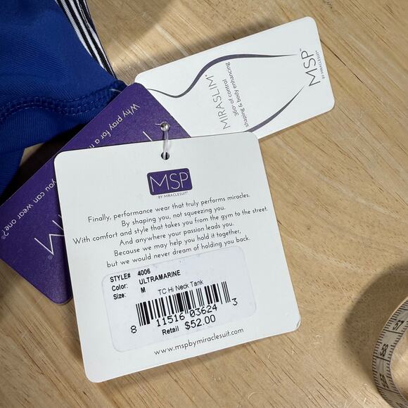 MSP by Miraclesuit NWT High Neck Tank Interior Bra Core Control Size M Blue - Picture 5 of 10